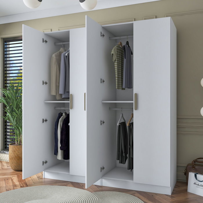 Hanah Home Armario Blanco con Estanterías Personalizables Hanah Home Armario Blanco con Estanterías Personalizables
